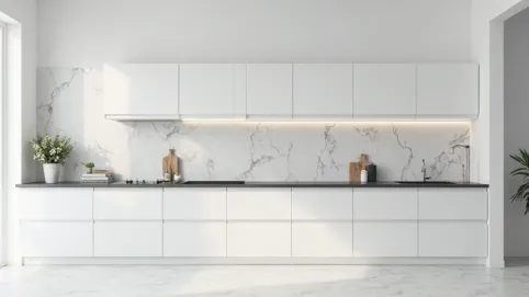 Biała kuchnia czarny blat jakie płytki