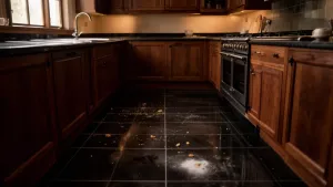 ciemna podłoga w kuchni