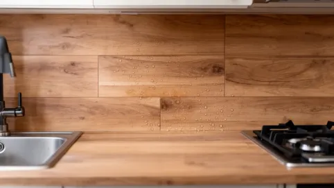 Panele podłogowe na ścianie w kuchni